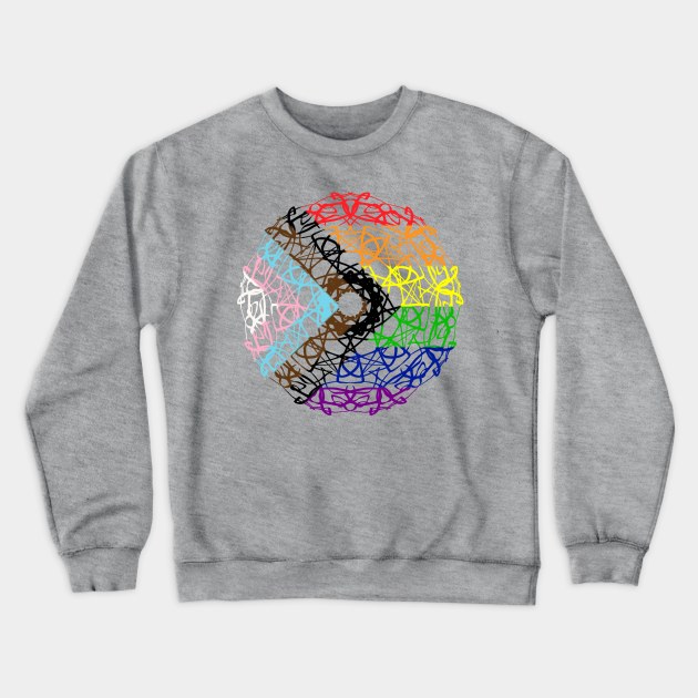 Progress Pride Flag Kaleidoscope Crewneck Sweatshirt by CipherArt